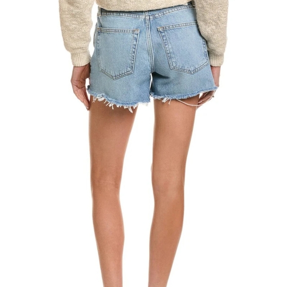 Re/Done Denim Shorts Raw Hem High Rise Button Fly Cut Off Airy Indigo 28 NWOT - Picture 13 of 14